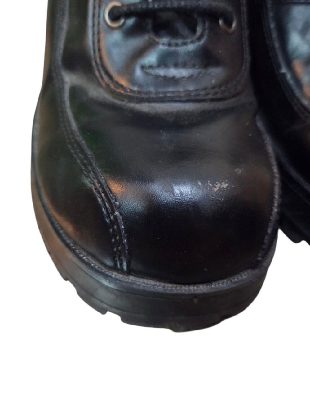 Vintage Mudd Black Faux Vegan Leather Chunky Heel Platform Oxford Sz 7.5 Y2K 90s - Picture 7 of 9